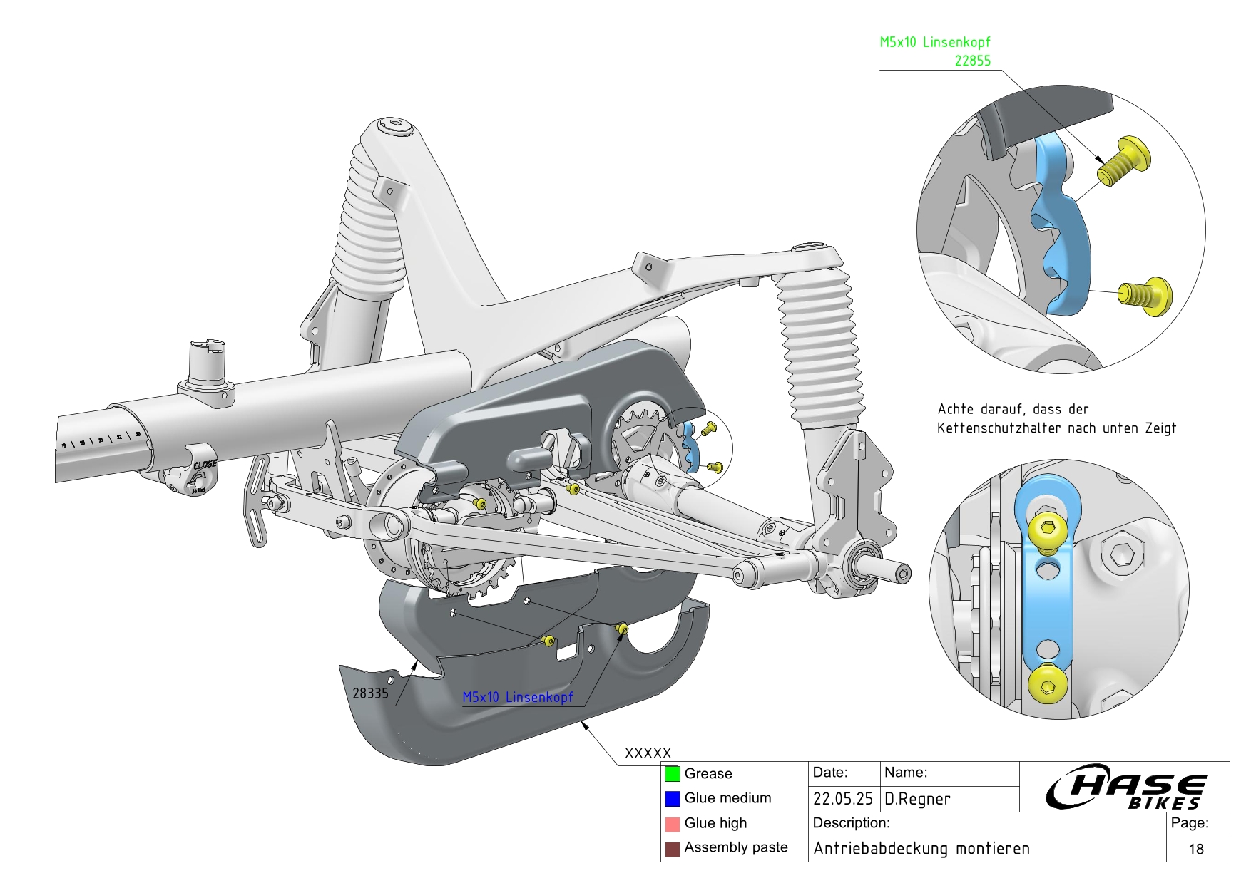 Antriebabdeckung montieren
