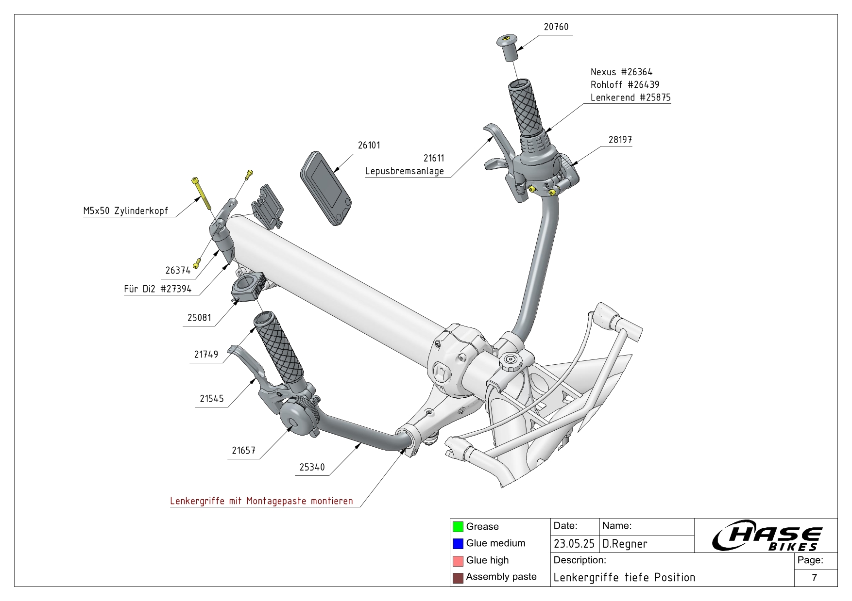 Lenkergriffe tiefe position
