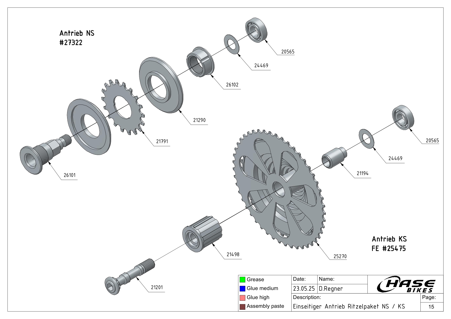 einseitiger Antrieb Ritzelpaket