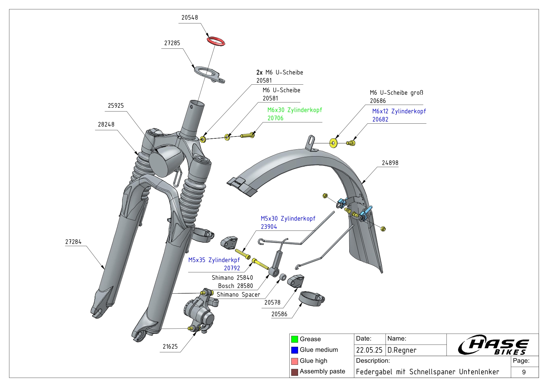 Federgabel mit Schnellspanner Untenlenker