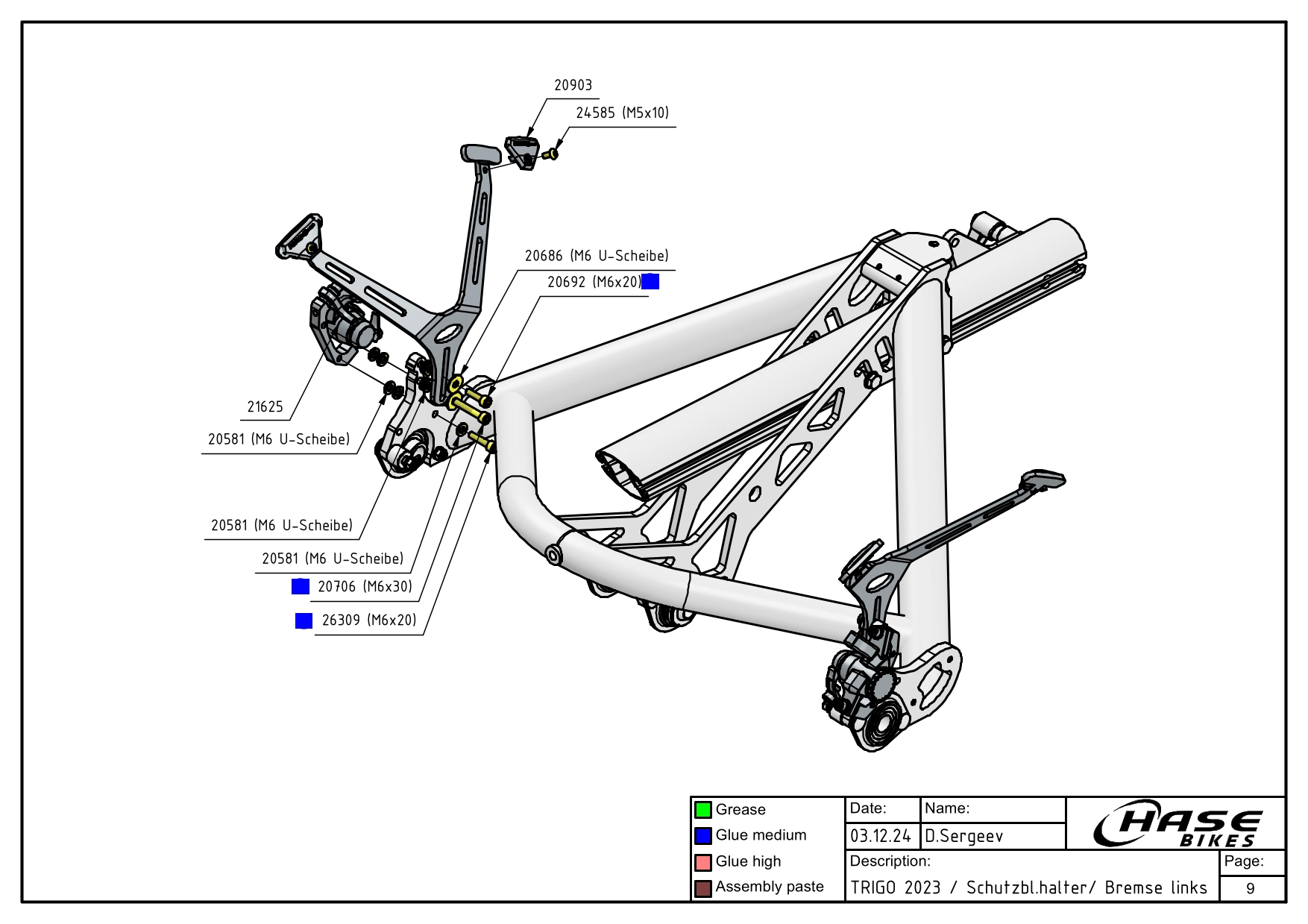 Schutzblechhalter / Bremse links