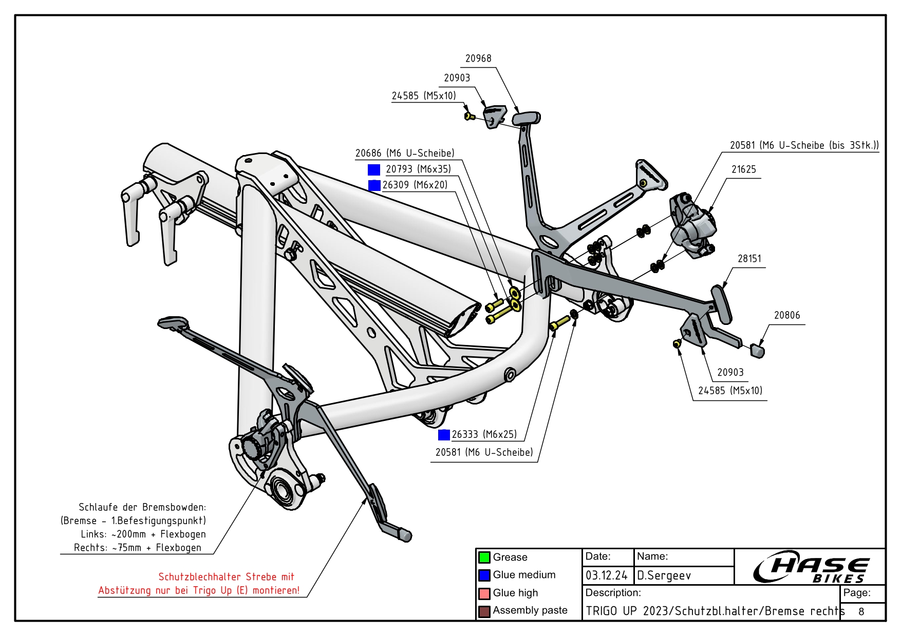Schutzblech halter / Bremse rechts