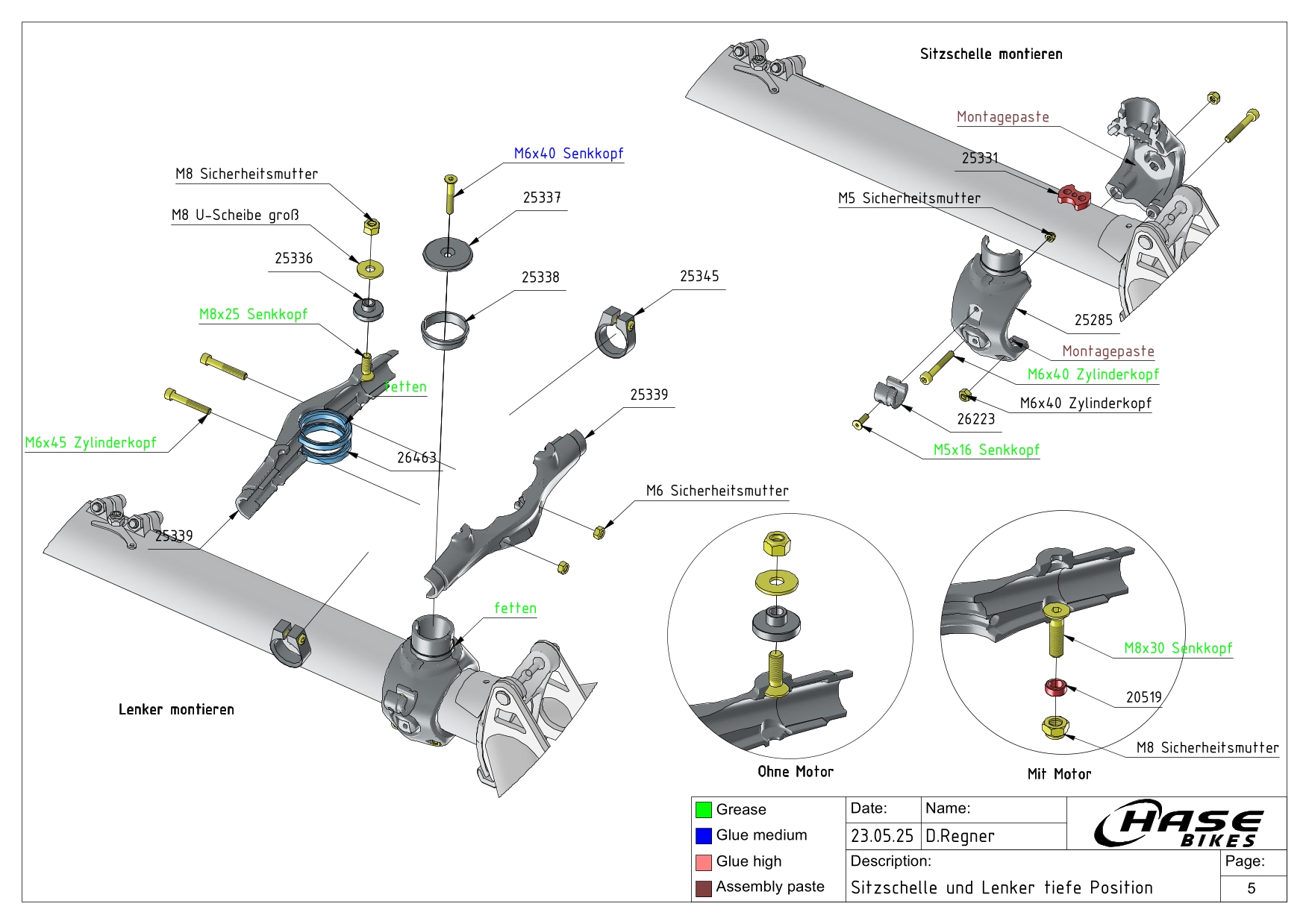 Sitzschelle und Lenker tiefe Position
