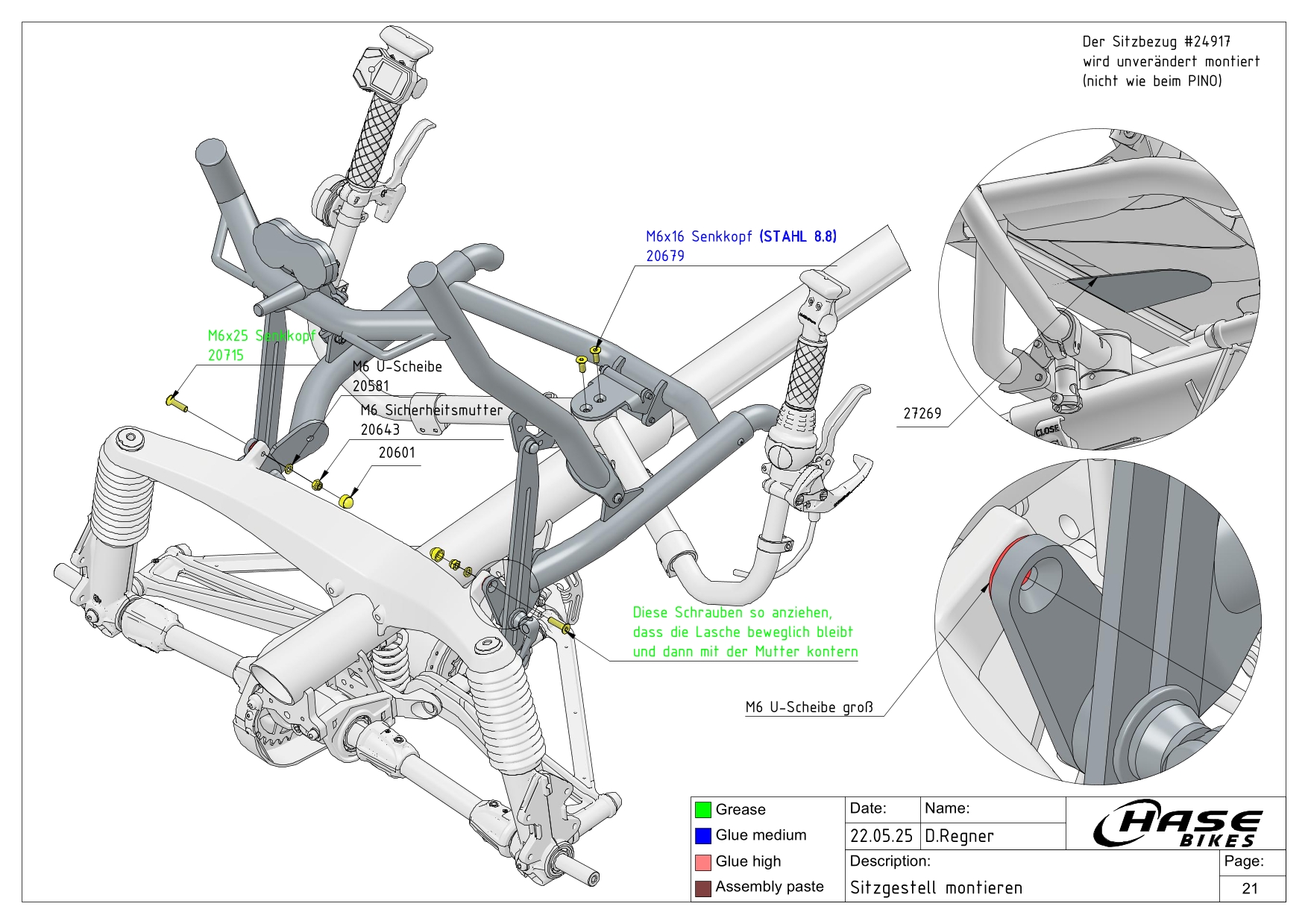 Sitzgestell montieren